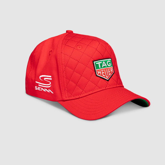 Ayrton Senna Official Premium Tag Heuer Quilted Cotton Red Cap