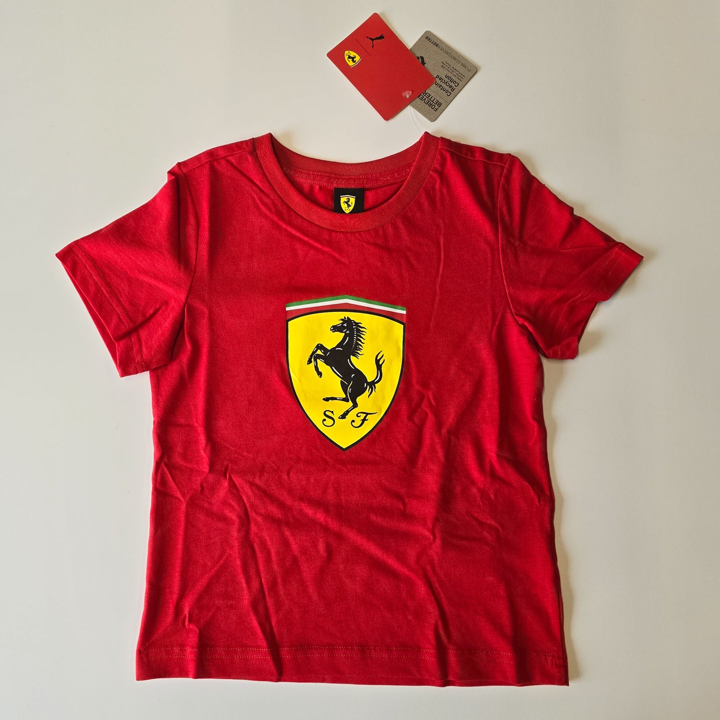 Official Ferrari Kids Shield Logo Red T-Shirt by Puma