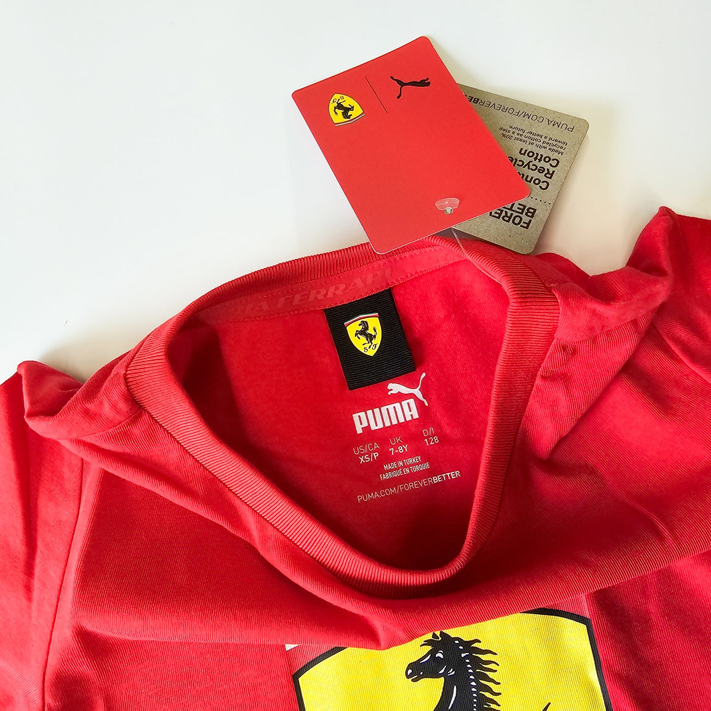 Official Ferrari Kids Shield Logo Red T-Shirt by Puma