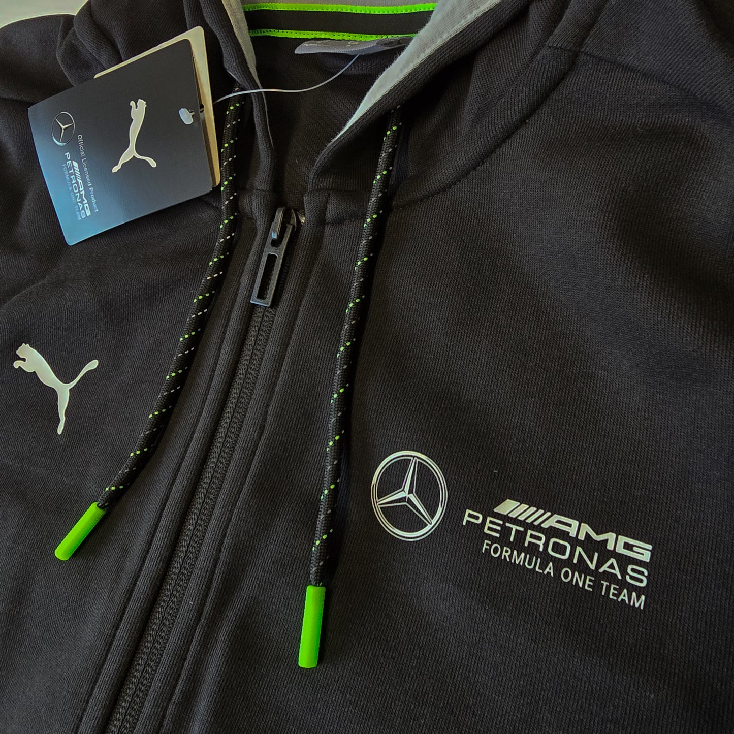 Official Mercedes AMG Official F1 Men's Hooded Sweatshirt Hooded Jacket by Puma