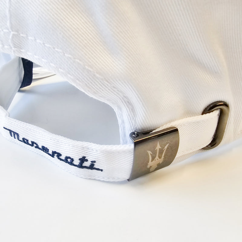 Maserati Official Trident Adjustable Cotton Baseball Cap - White