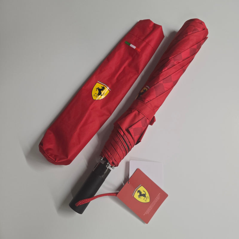 Ferrari Official Compact Red Checkered Umbrella