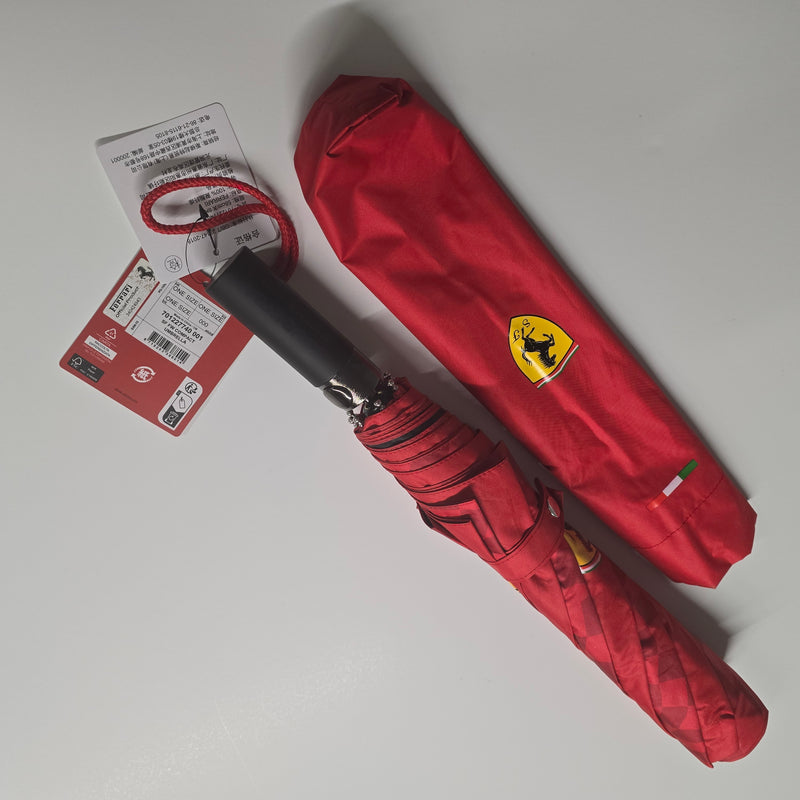 Ferrari Official Compact Red Checkered Umbrella