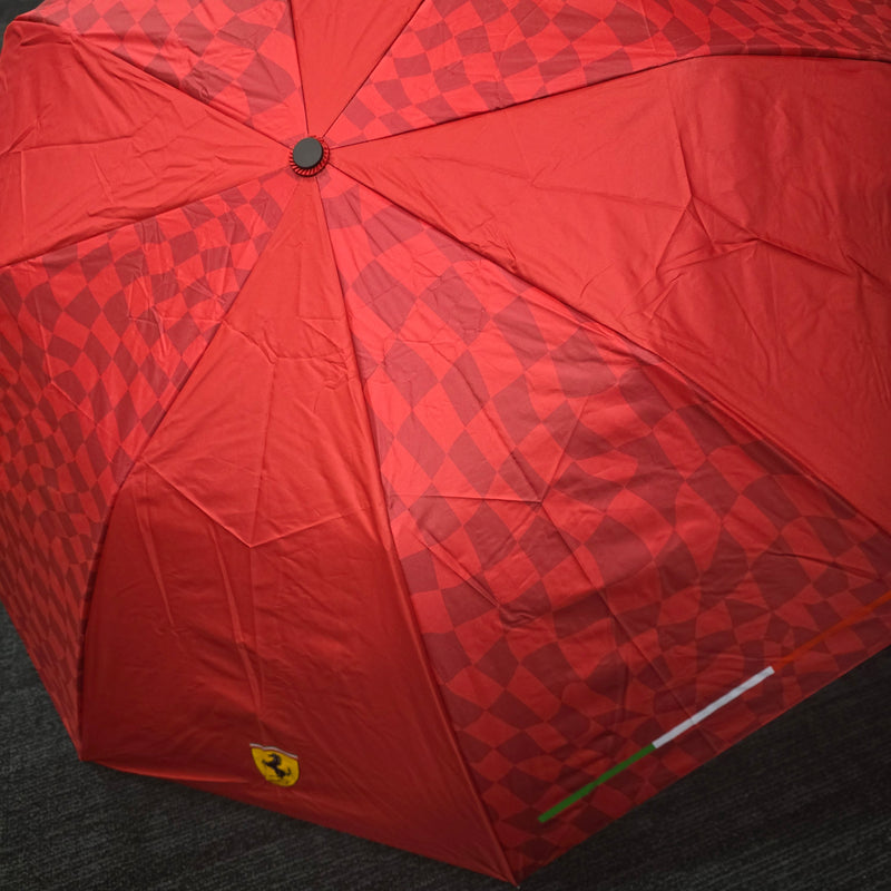 Ferrari Official Compact Red Checkered Umbrella