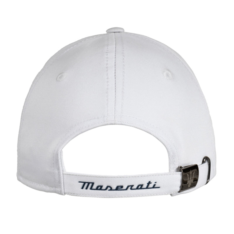 Maserati Official Trident Adjustable Cotton Baseball Cap - White