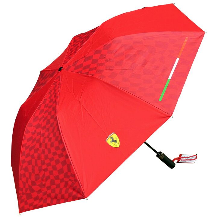 Ferrari Official Compact Red Checkered Umbrella