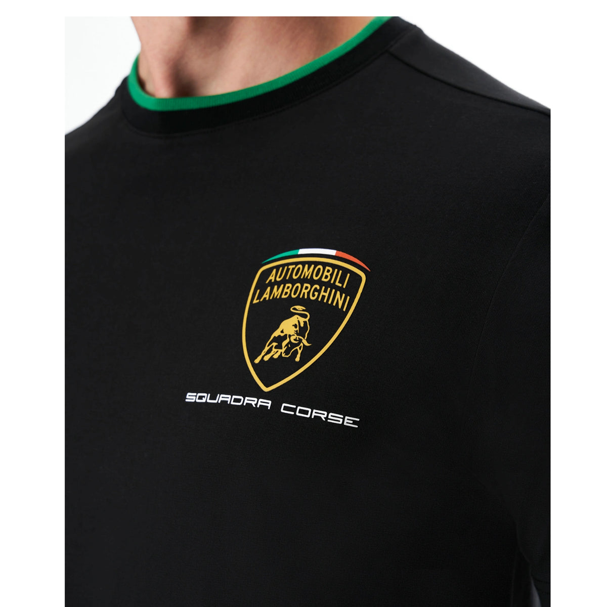 Lamborghini Squadra Corse Official Men s Black Cotton T Shirt