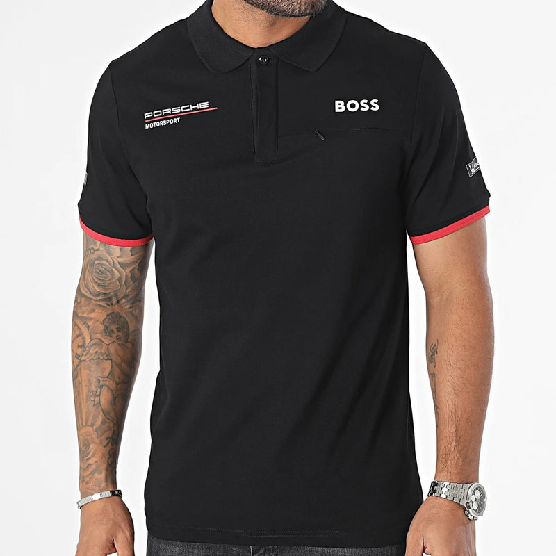 Porsche Motorsport 2024 Men's Official Black Polo Shirt