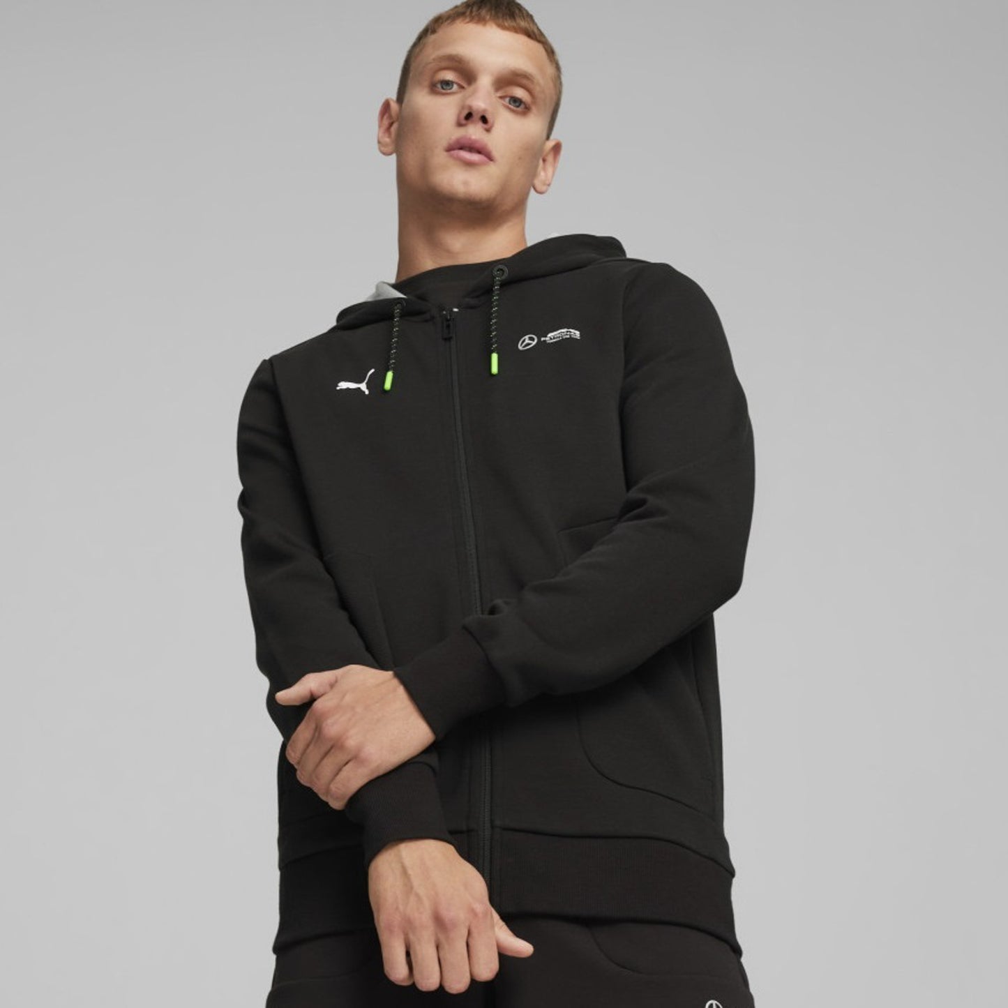Official Mercedes AMG Official F1 Men's Hooded Sweatshirt Hooded Jacket by Puma