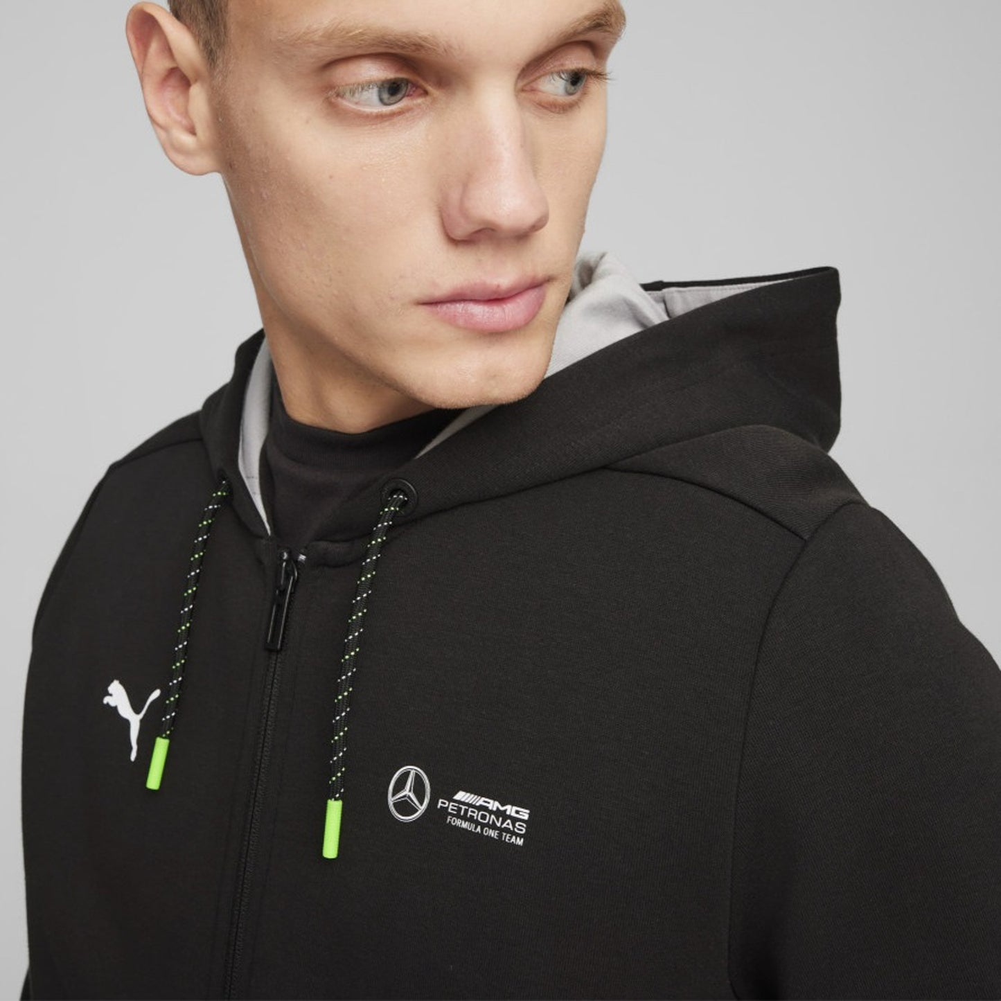 Official Mercedes AMG Official F1 Men's Hooded Sweatshirt Hooded Jacket by Puma