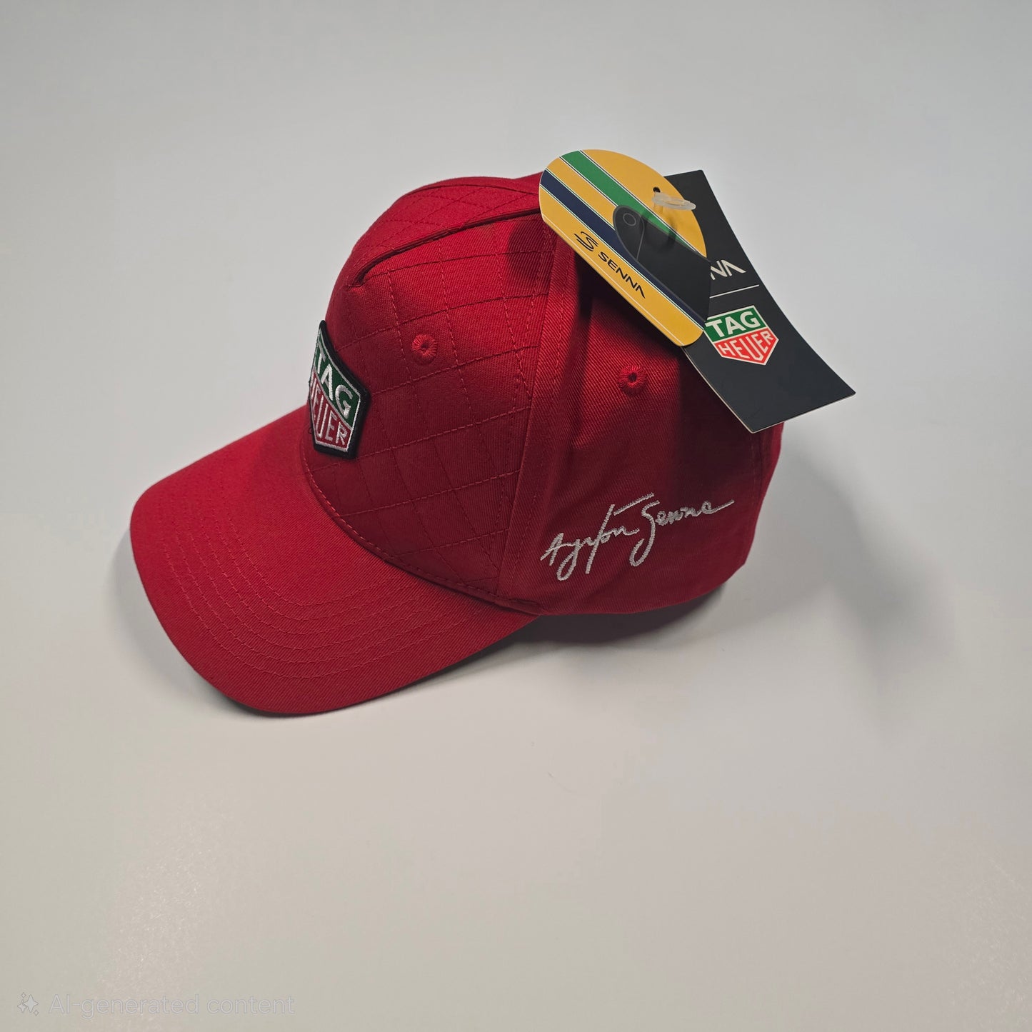 Ayrton Senna Official Premium Tag Heuer Quilted Cotton Red Cap
