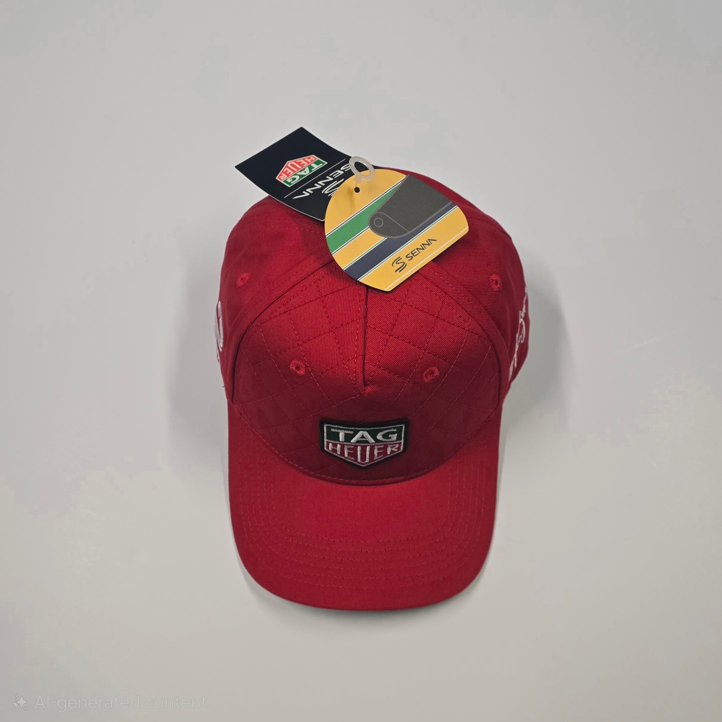 Ayrton Senna Official Premium Tag Heuer Quilted Cotton Red Cap