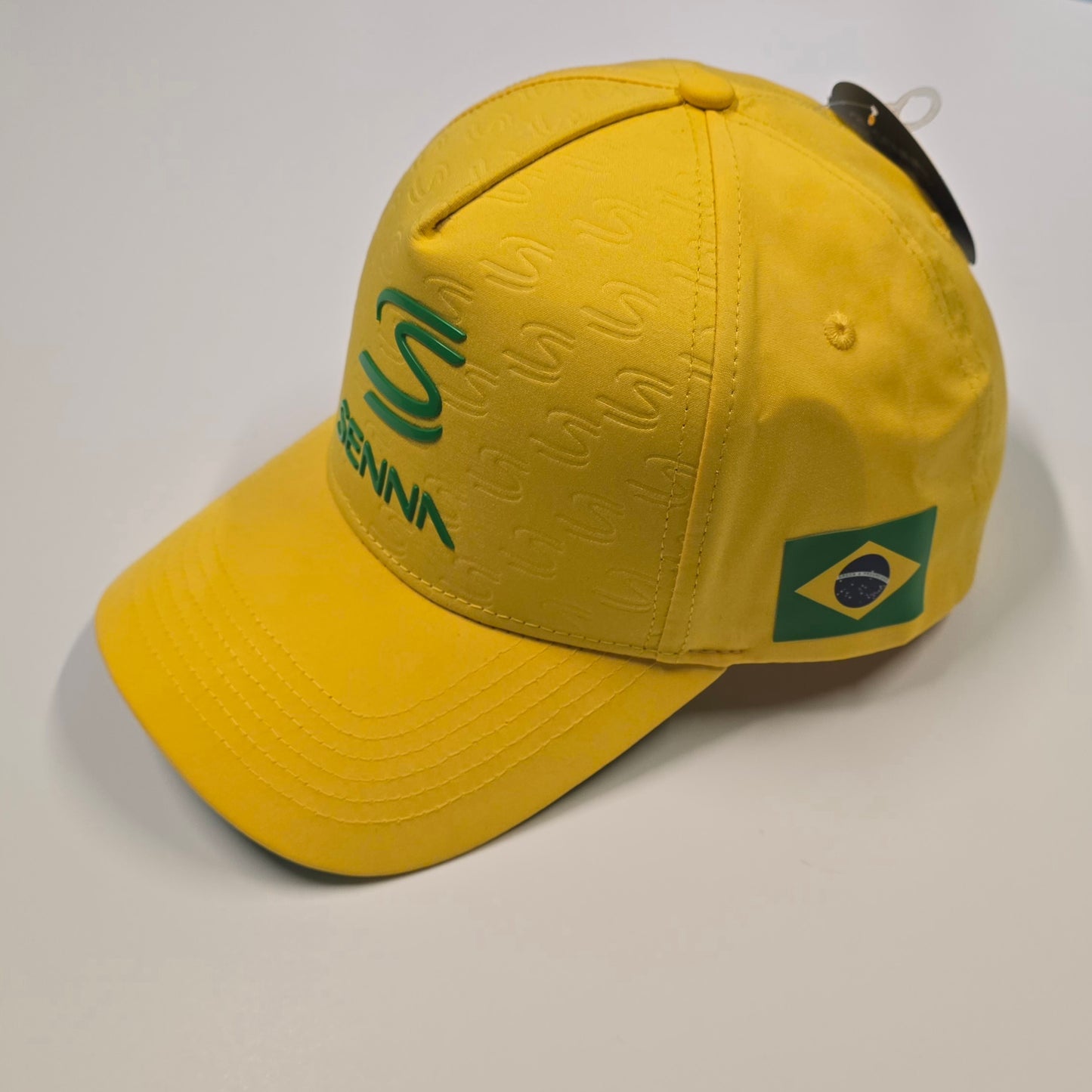 Ayrton Senna Official Debossed Premium Brazil Yellow Cap