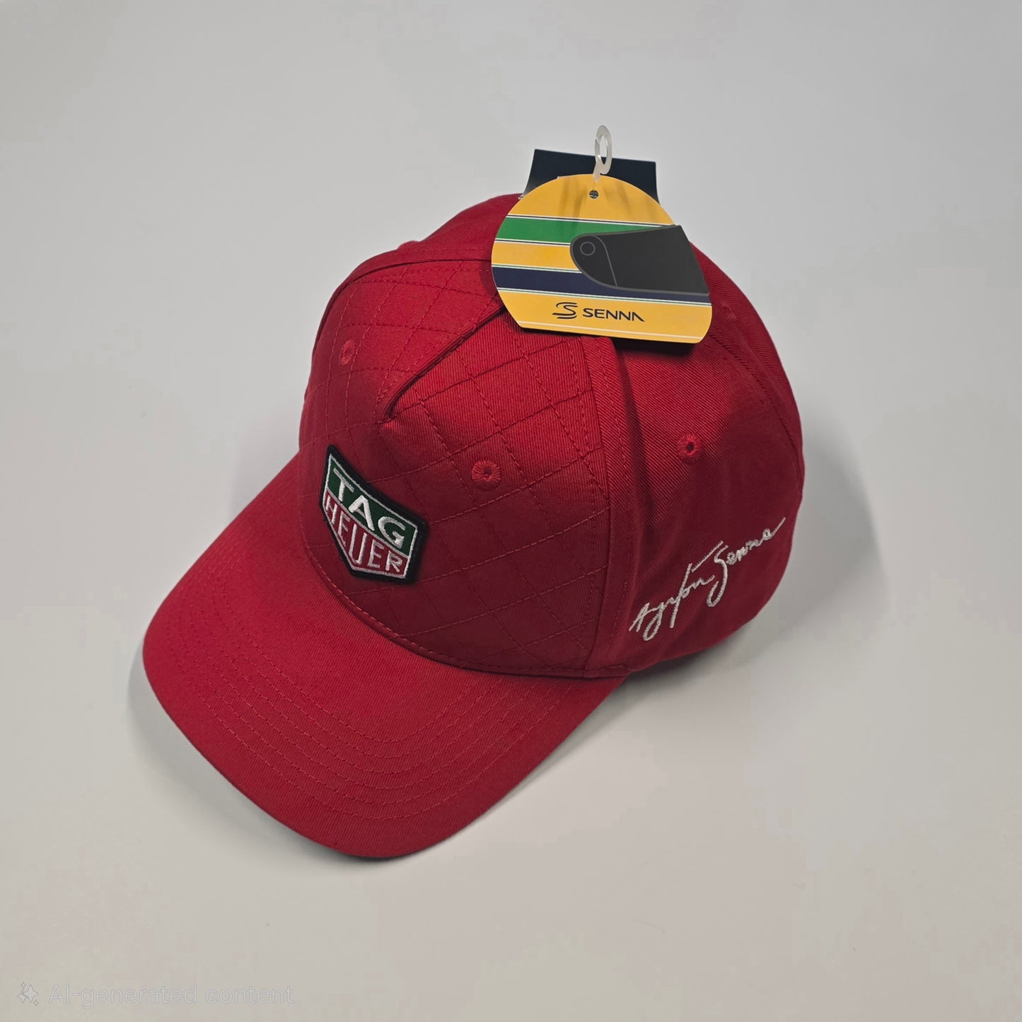Ayrton Senna Official Premium Tag Heuer Quilted Cotton Red Cap