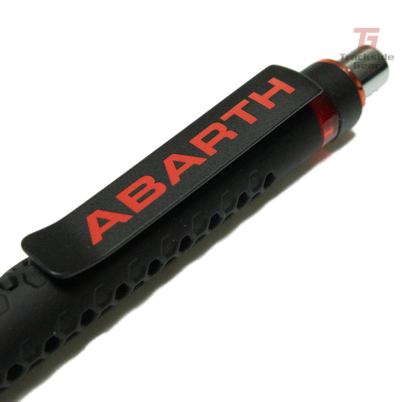 Abarth Official Soft Touch Ballpoint Black Push Pen - Trackside Gear Australia