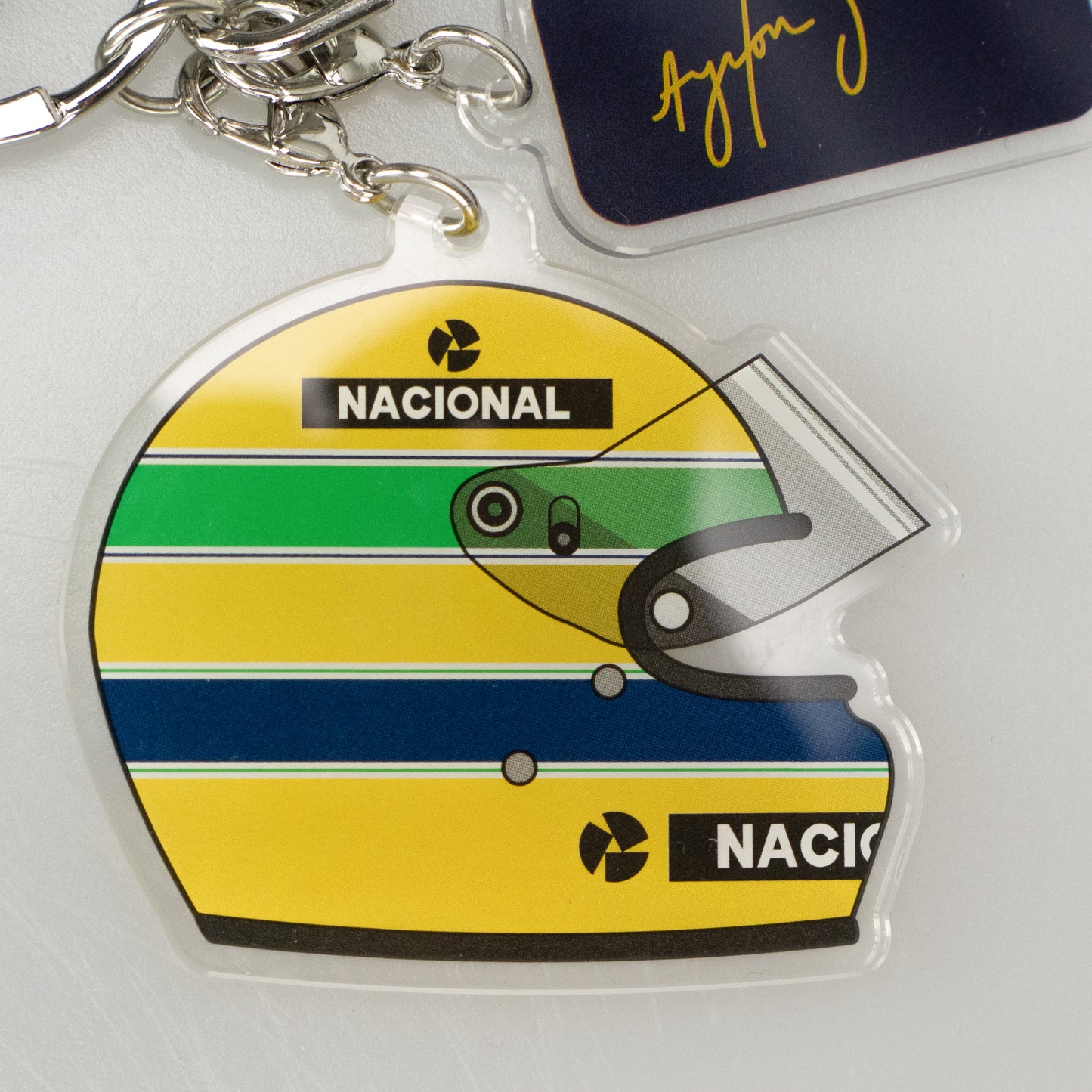Ayrton Senna Official Keyring Helmet and Signature - Trackside Gear Australia