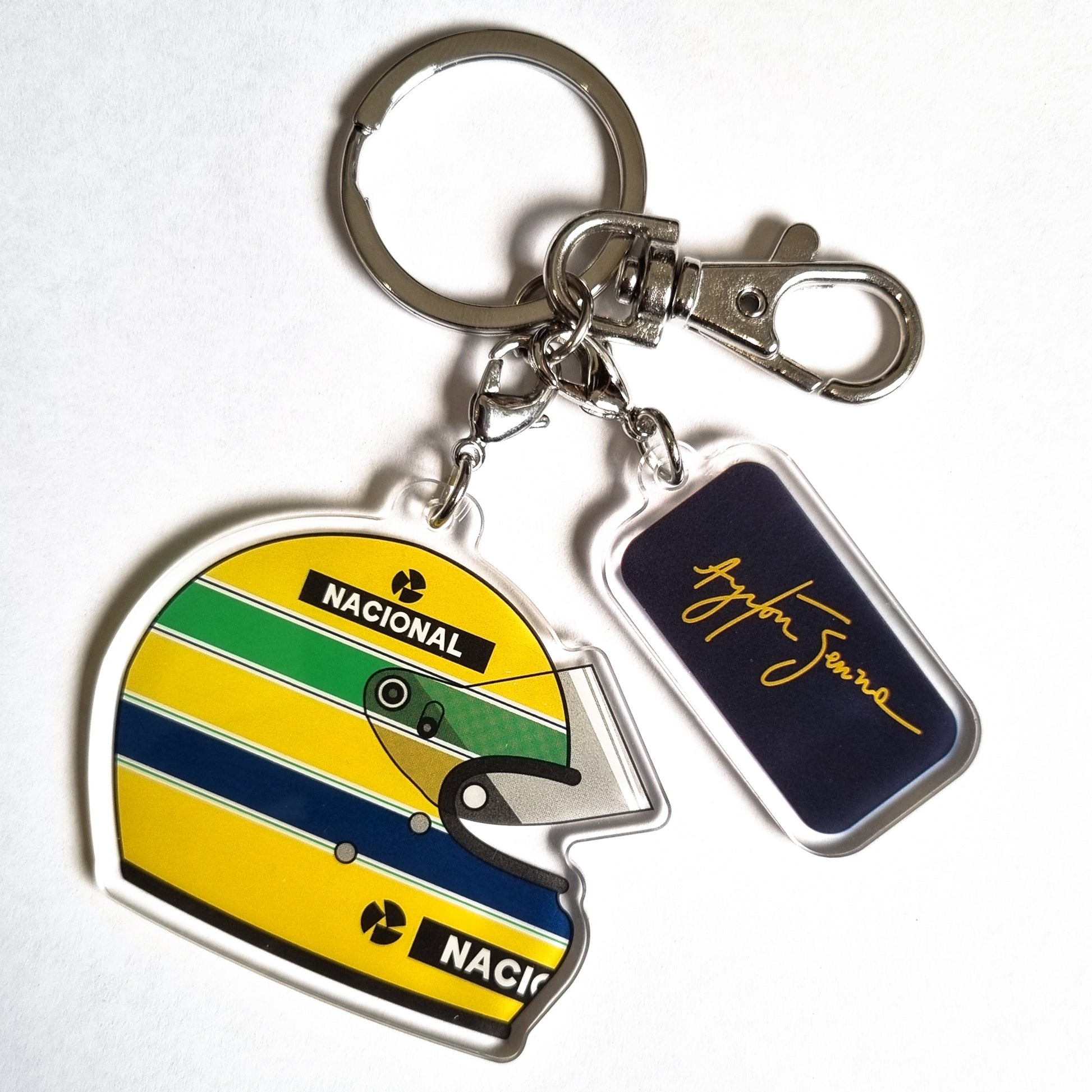 Ayrton Senna Official Keyring Helmet and Signature - Trackside Gear Australia