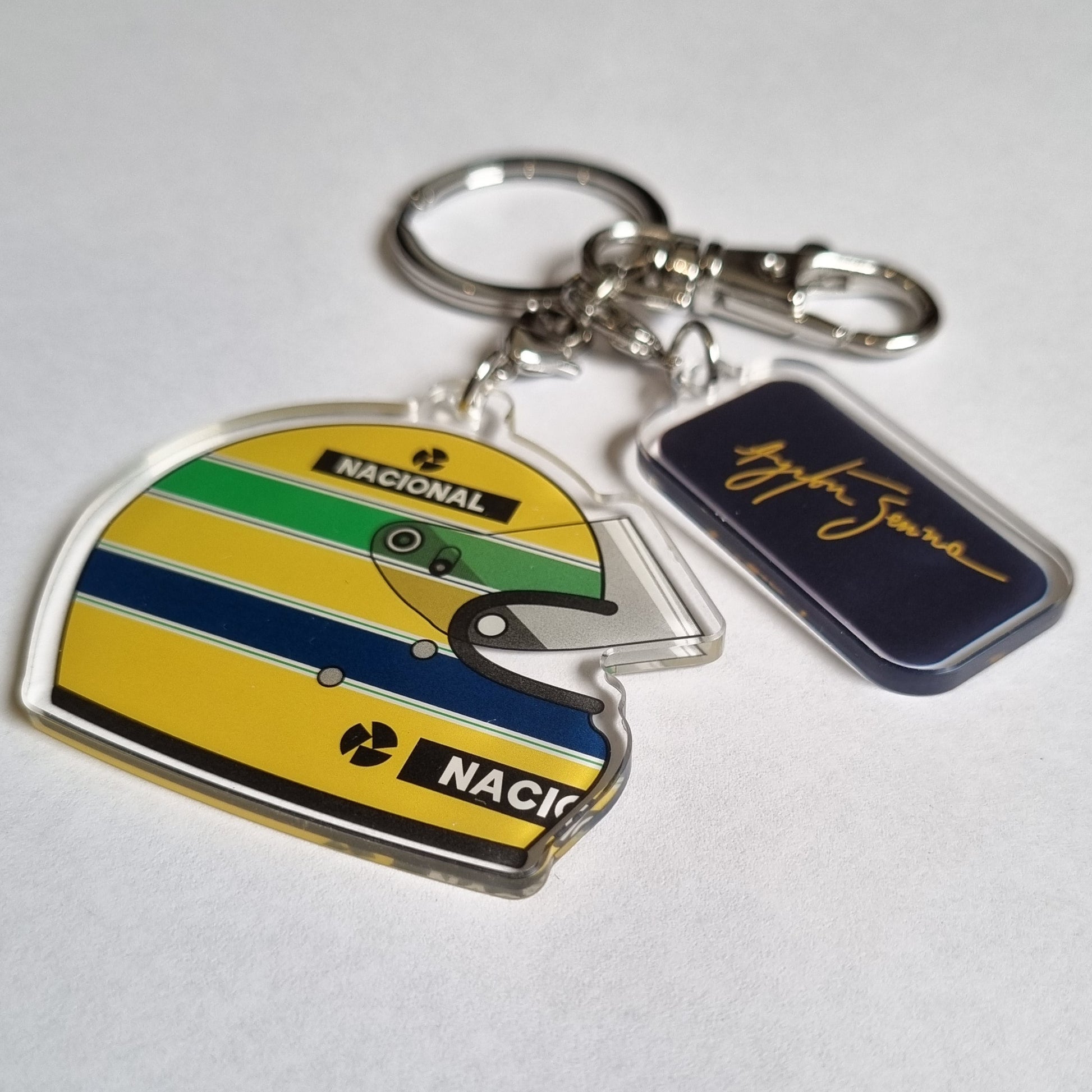 Ayrton Senna Official Keyring Helmet and Signature - Trackside Gear Australia