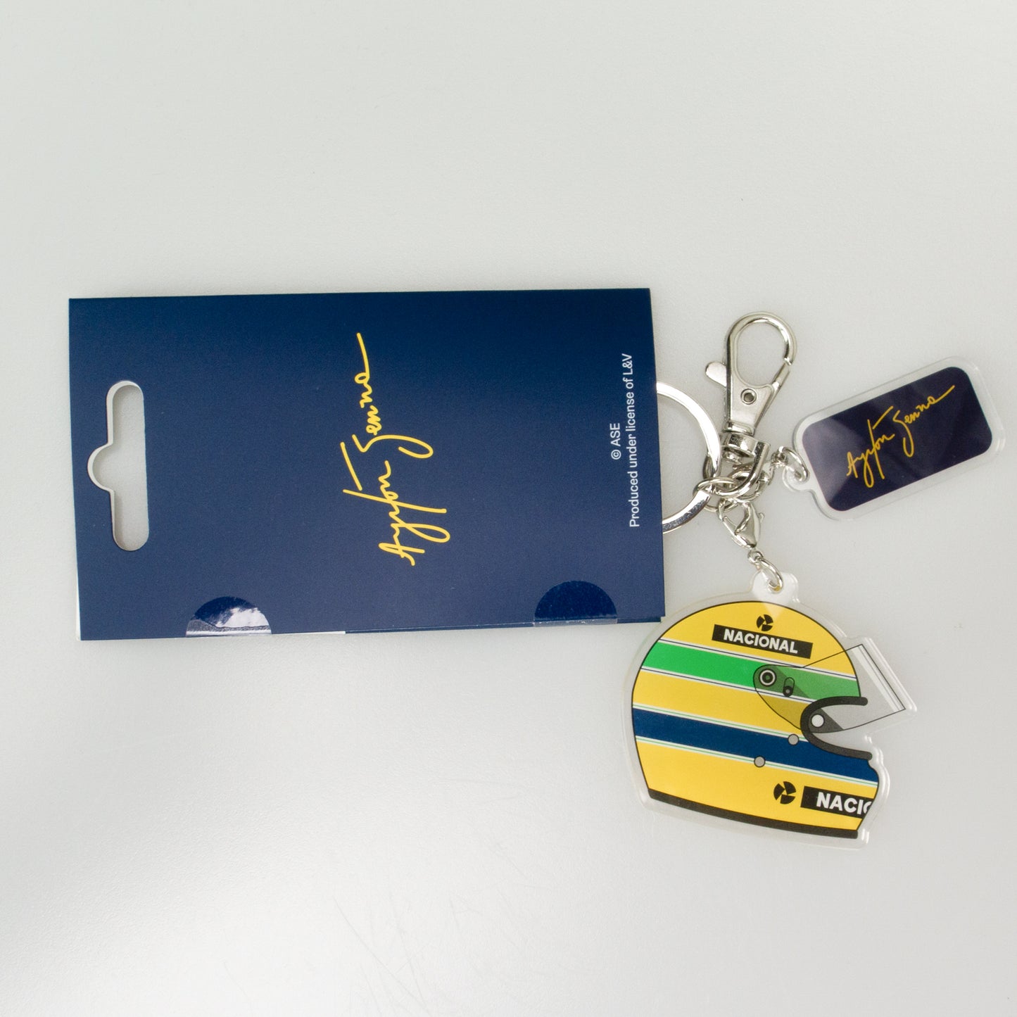 Ayrton Senna Official Keyring Helmet and Signature - Trackside Gear Australia