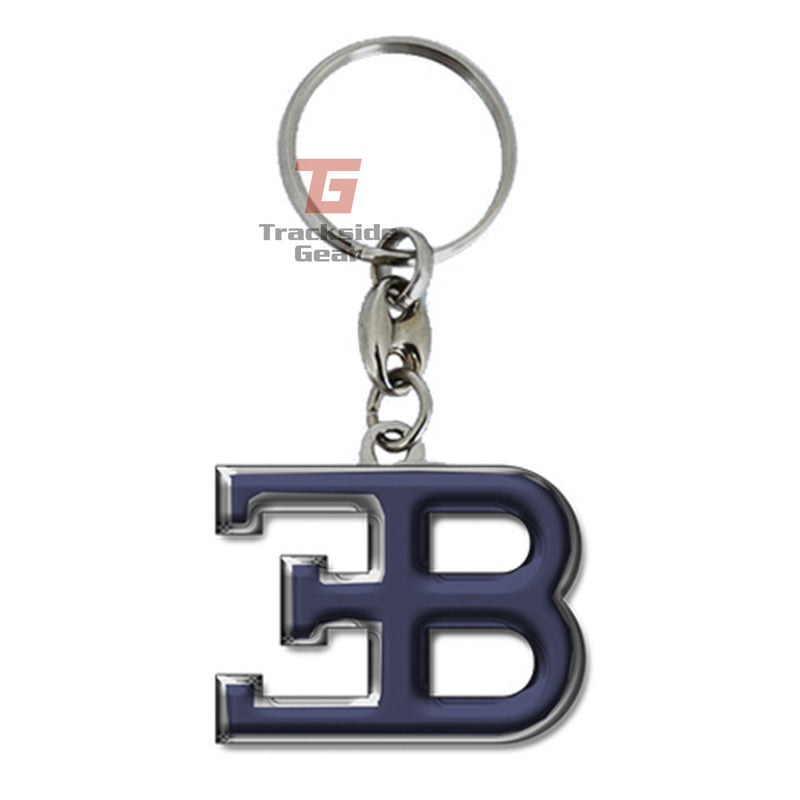 Bugatti Authentic Blue EB Logo Metal Keyring Keychain