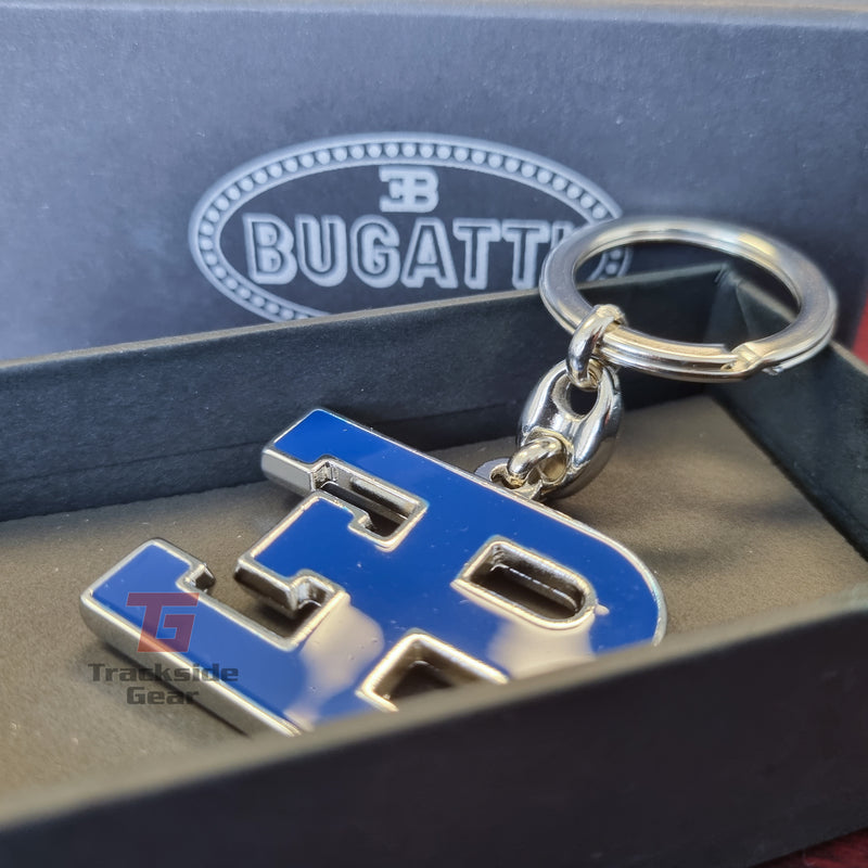 Bugatti Authentic Blue EB Logo Metal Keyring Keychain