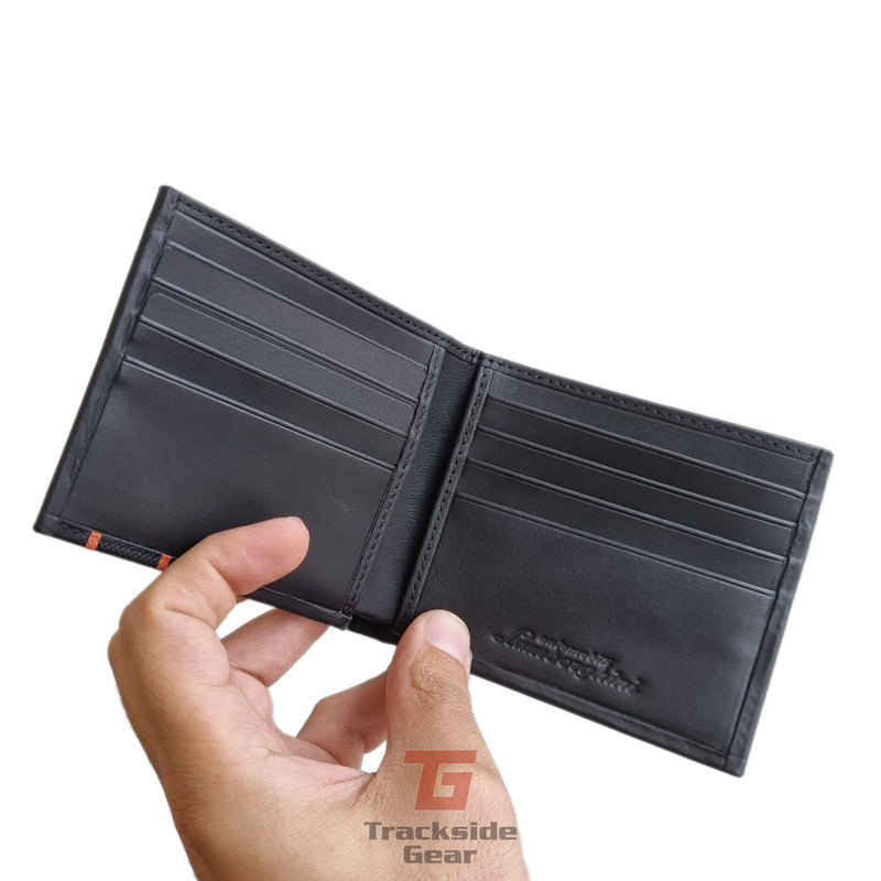 Lamborghini Official Leather Orange Stripe Wallet with Card Compartments and Gift Box